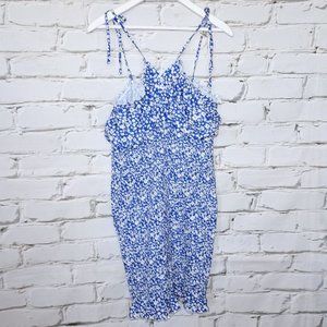 Shein Blue Daisy Shirred Mini Dress